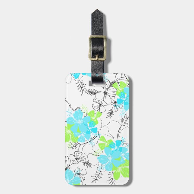 Étiquette À Bagage Midnight Garden Hawaiian Hibiscus Luggets (Devant Vertical)