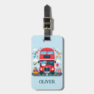 Étiquette À Bagage Mignon bus à impériale de Londres et ours en peluc