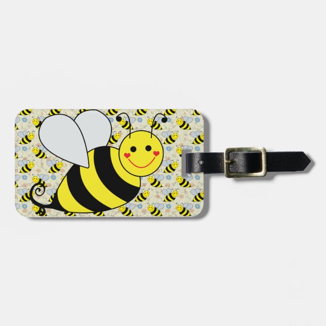 Étiquette À Bagage Mignon gaffez l'abeille avec le motif (Devant horizontal)