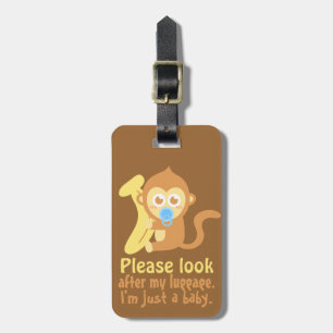 Étiquette À Bagage Mignon singe bébé dessin animé avec banane