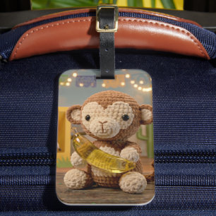 Étiquette À Bagage Mignon singe et banane au crochet