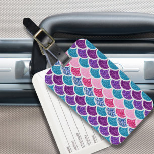 Étiquette À Bagage mignonette aqua rose turquoise mauve écailles