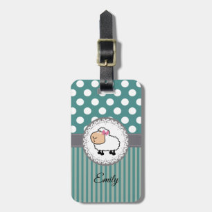 Étiquette À Bagage Mignonne ceinture adorable mouton bandes pois