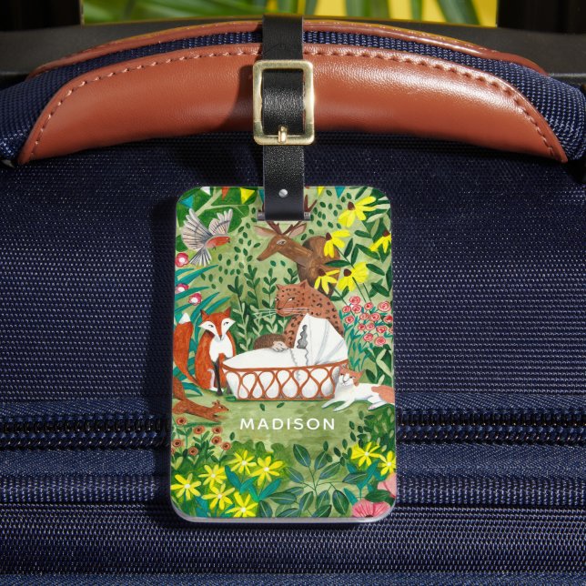 Étiquette À Bagage Mignonne Jungle Green Animal Forest Nouveau Né béb (Insitu Rectoal 2)