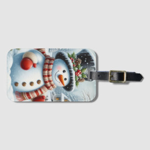 Étiquette À Bagage Mignonne, Vintage/Whimsical bonhomme de neige de N
