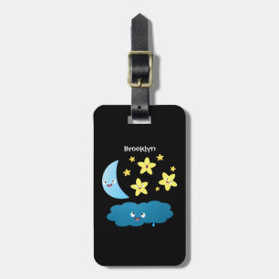 Étiquette À Bagage Mignons étoiles chantant, lune et bande dessinée d