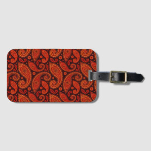 Étiquette À Bagage Mignons motifs paisley tourbillonnants marron