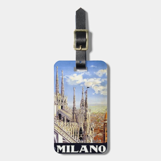 Étiquette À Bagage Milan vintage (Devant Vertical)