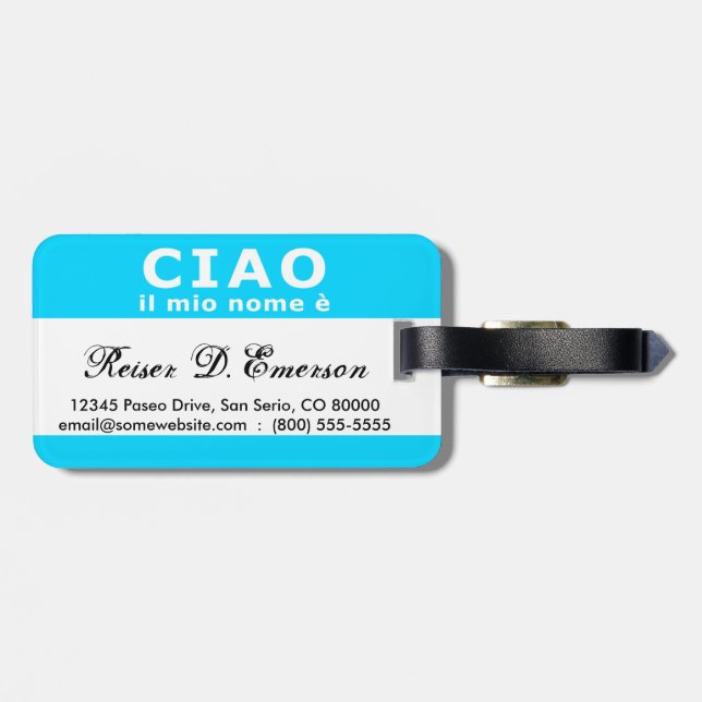 Étiquette À Bagage Millions de nome e de CIAO IL (bleu) (Dos horizontal)