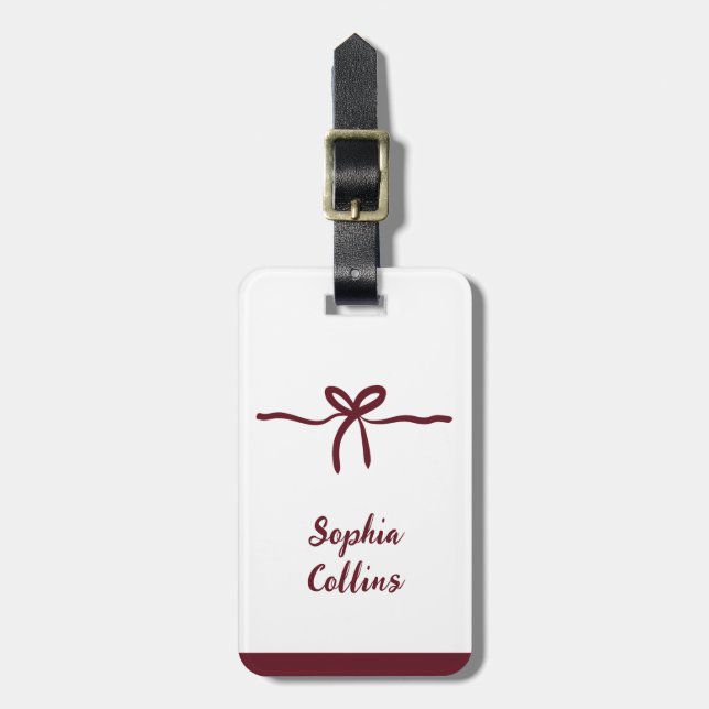 Étiquette À Bagage Mini-bourguignonne Nom de la servante Bow Travel (Devant Vertical)