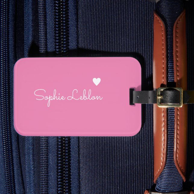 Étiquette À Bagage Mini Élégant Simple Nom de script PINK (Insitu Rectoal 4)
