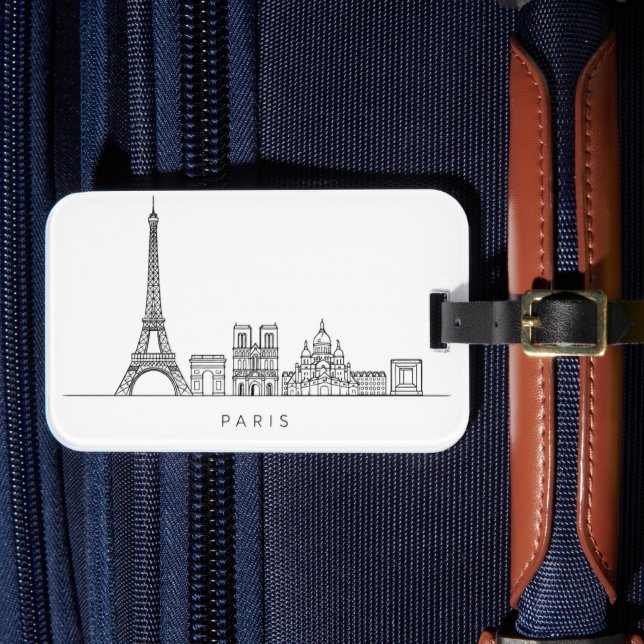 Étiquette À Bagage Minimalist Paris Skyline Line Art (Insitu Rectoal 4)