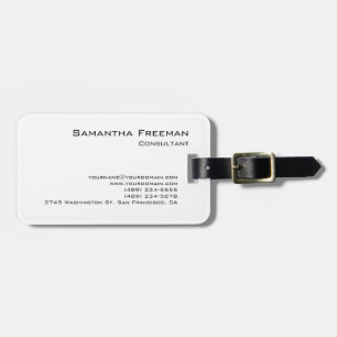 Étiquette À Bagage Minimaliste blanc pur traditionnel