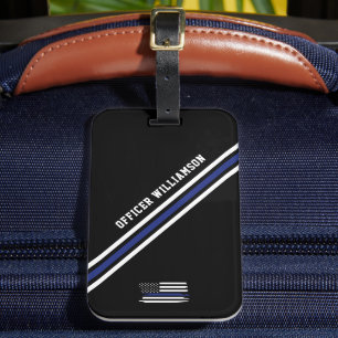 Étiquette À Bagage Minimaliste Ligne Bleue Mince Officier de Police P