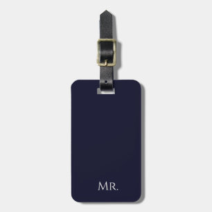 Étiquette À Bagage Minimaliste Noir & Blanc « Monsieur » Voyage Moder