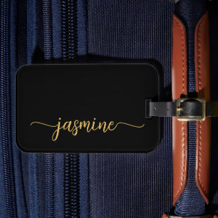 Étiquette À Bagage Minimaliste Simple Féminin Noir Or Écriture Callig