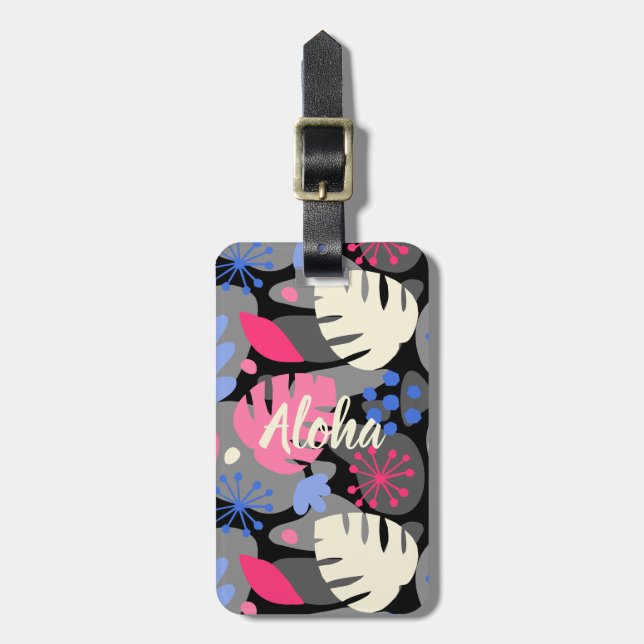 Étiquette À Bagage Mod Monstera Feuille Abstraite Hawaiienne Tropical (Devant Vertical)