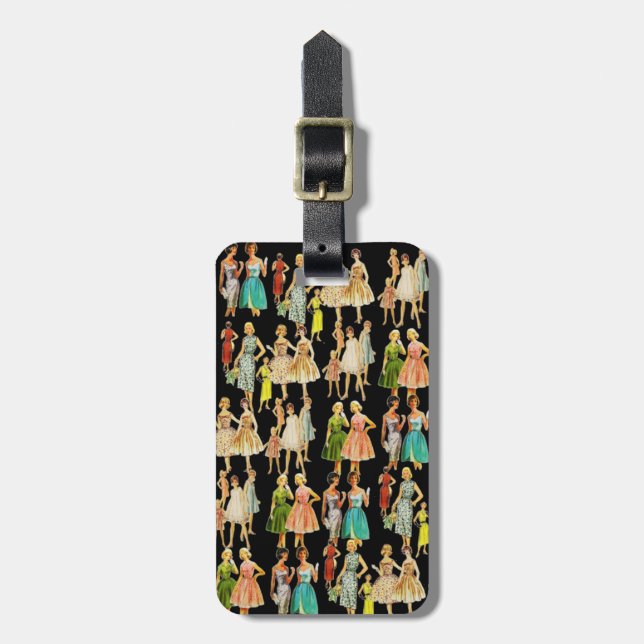 Étiquette À Bagage Mode rétro vintage (Devant Vertical)