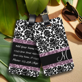Étiquette À Bagage Modèle Damas vintage avec Monogramme