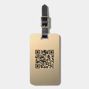 Étiquette À Bagage Modèle de code QR immédiatement modifiable   Or Fa