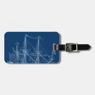 Étiquette À Bagage Modèle grand bleu de bateau de navigation