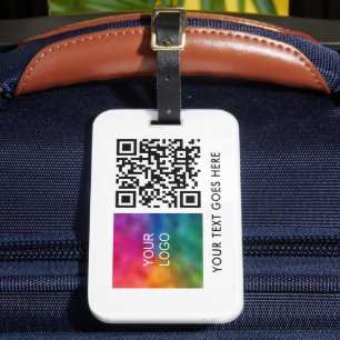 Étiquette À Bagage Modèle Logo d'entreprise QR Code Nom Texte Code-ba