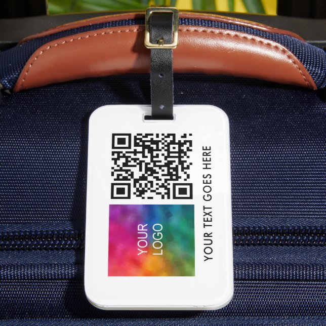 Étiquette À Bagage Modèle Logo d'entreprise QR Code Nom Texte Code-ba (Insitu Rectoal 2)