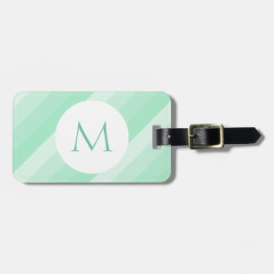 Étiquette À Bagage Modèle Monogramme moderne à rayures vertes