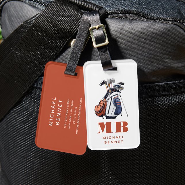 Étiquette À Bagage Modern Golf Sport Monogrammed (Modern Golf Sport Monogrammed Luggage Tag)