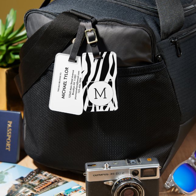 Étiquette À Bagage Modern Japanese Inkbrush Paint Pattern (Recto & Verso)