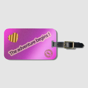 Étiquette À Bagage Modern Pink Adventure
