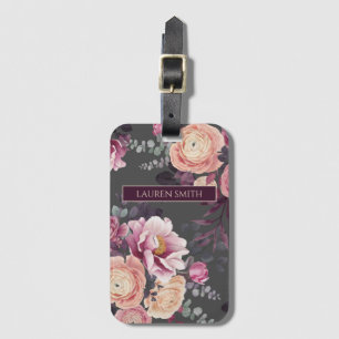 Étiquette À Bagage Moderne aquarelle florale élégant personnalisé