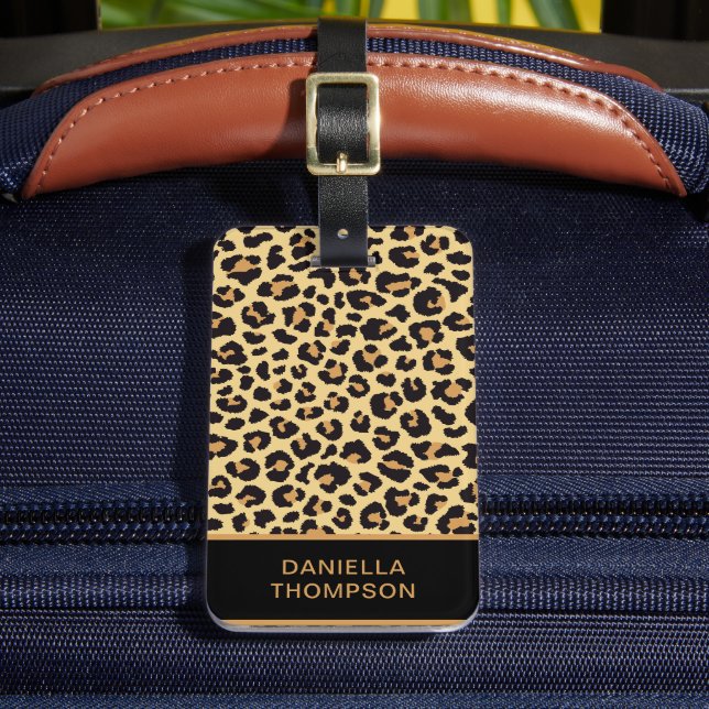 Étiquette À Bagage Moderne Chic Empreinte de léopard Motif Aventure V (Insitu Rectoal 2)