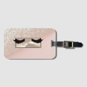 Étiquette À Bagage Moderne Chic Girly Glittery Bokeh Ombre Faux Lashe