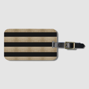 Étiquette À Bagage moderne chic rayures géométriques noir et or