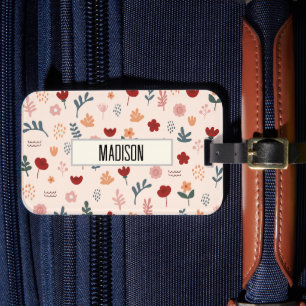 Étiquette À Bagage Moderne Cute Motif esthétique Fleur