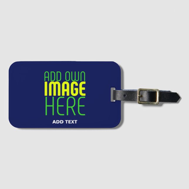 ÉTIQUETTE À BAGAGE MODERNE ÉDITABLE CUTE MARINE BLEU IMAGE MODÈLE TEX (Devant Horizontal)