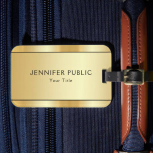Étiquette À Bagage Moderne Elégant Faux Gold Modèle personnalisé tend