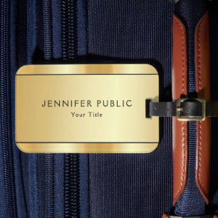 Étiquette À Bagage Moderne Elégant Faux Gold Modèle personnalisé tend