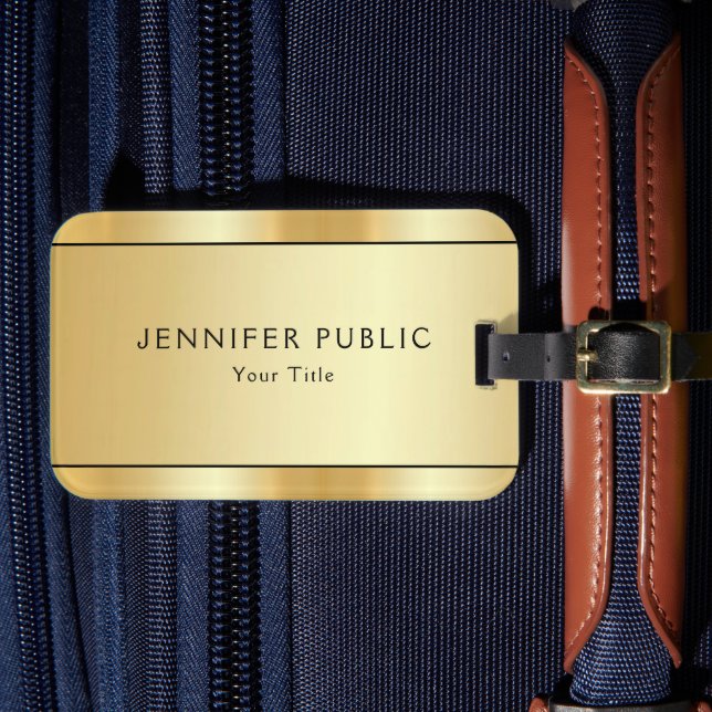 Étiquette À Bagage Moderne Elégant Faux Gold Modèle personnalisé tend (Insitu Rectoal 4)
