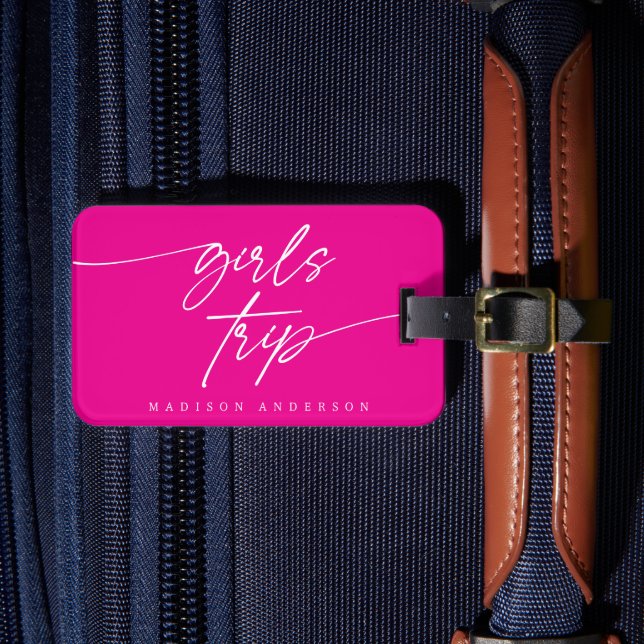 Étiquette À Bagage Moderne Élégante Girls Trip Script Typographie | R (Insitu Rectoal 4)