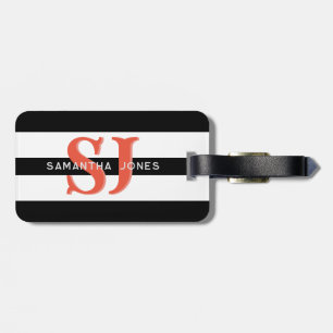 Étiquette À Bagage Moderne minimal Gras Gras Diapositives Initiales M