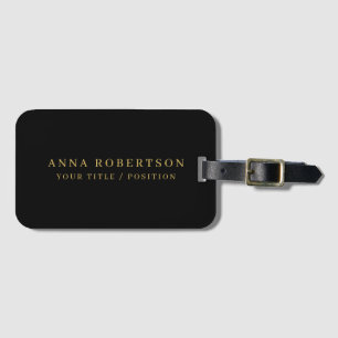 Étiquette À Bagage Moderne minimaliste Black Gold Professional tendan