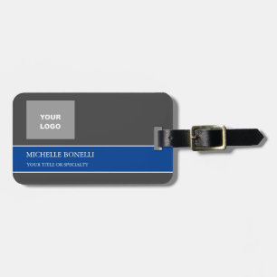 Étiquette À Bagage Moderne minimaliste Gris Couleur Bleu Profond