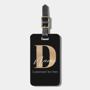 Étiquette À Bagage Moderne Monogramme Initiale D & Nom Personnalisé