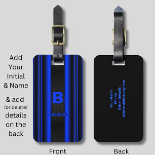 Étiquette À Bagage Modifier le nom initial Ajouter le nom bleu sur le