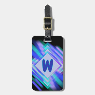 Étiquette À Bagage Modifier les diamants initiaux, bleu doux, Aqua