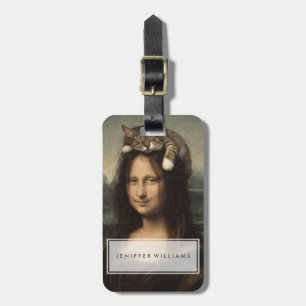 Étiquette À Bagage Mona Lisa avec chat endormi