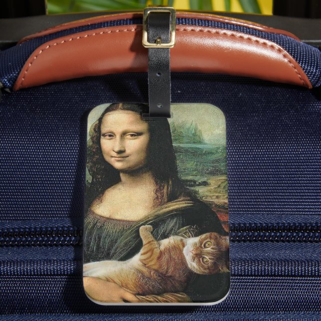 Étiquette À Bagage Mona Lisa tient un chat (Insitu Rectoal 2)