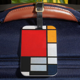 Étiquette À Bagage Mondrian - Composition avec un grand plan rouge